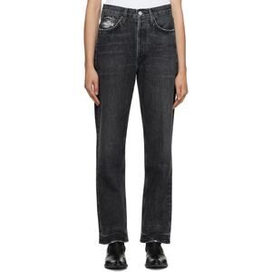 Agolde Womens Designer Charcoal Gray Frayed Hem 90s Jeans 26